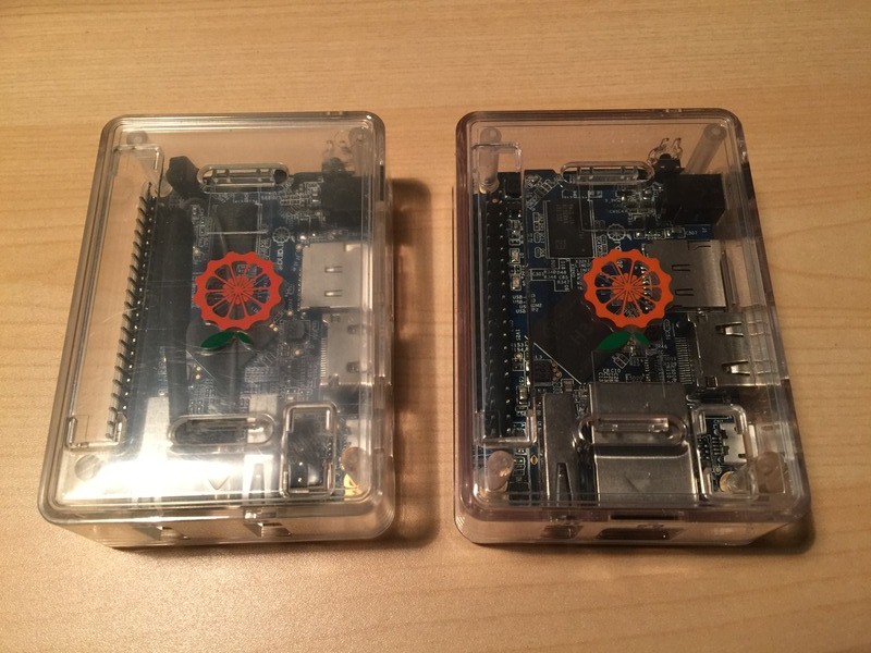 Orange Pi Lite và Orange Pi One trong vỏ trong suốt