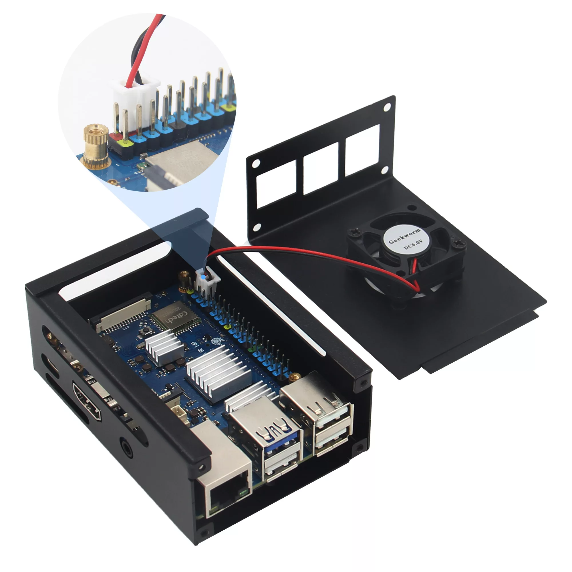 Vỏ sắt lắp ghép cho Orange Pi 3B (kèm quạt tản nhiệt) - Ảnh 4