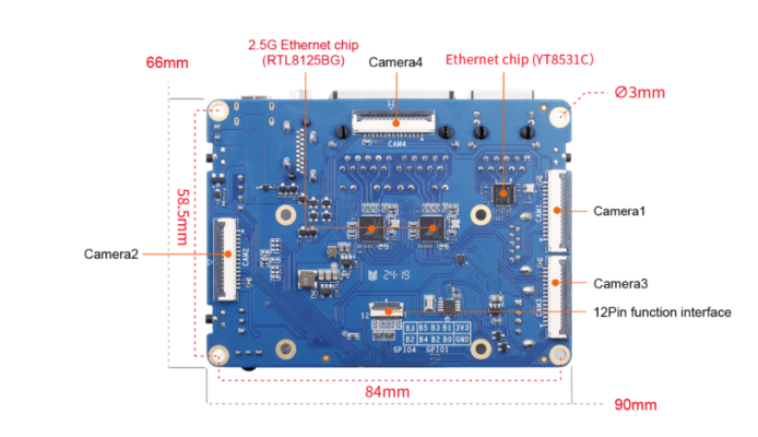 Orange Pi CM5 Base Board - Mặt sau