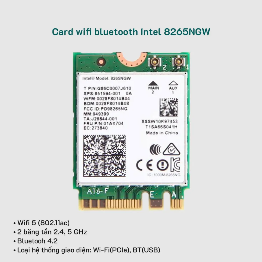 Card Wifi và Bluetooth model 8265 cho Orange Pi 5 Plus