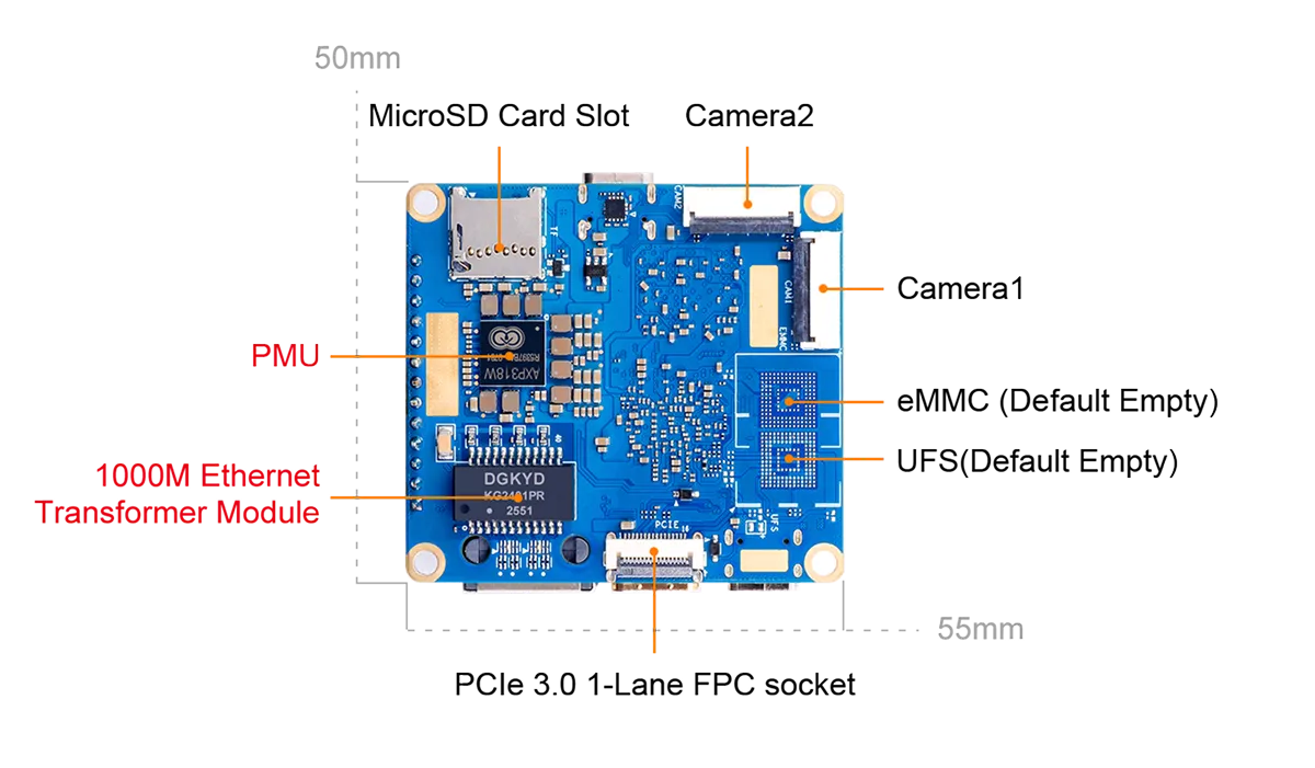 Mặt dưới bo mạch Orange Pi Zero 4