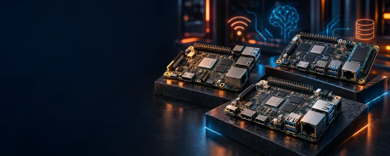 Ba bo mạch máy tính nhúng minh họa cho bài so sánh Orange Pi 4 LTS, Orange Pi 4A và Orange Pi 4 Pro